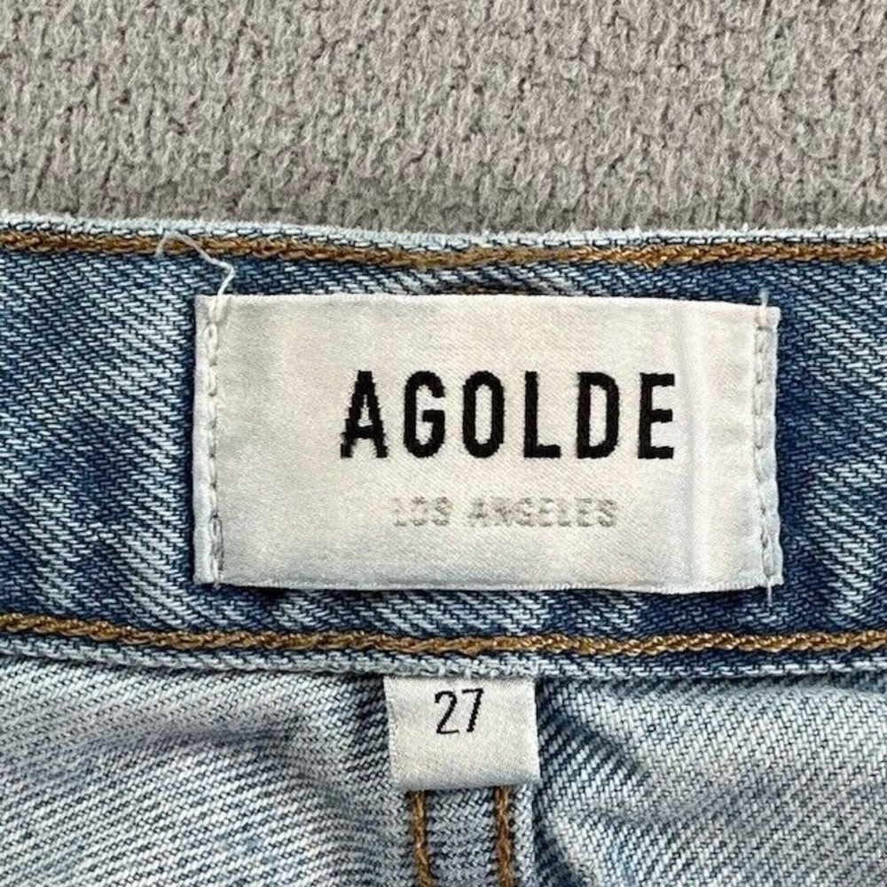 Agolde Jeans Womens 27 Blue Riley High Rise Straight Crop Frayed Hem Streetwear - Picture 7 of 13